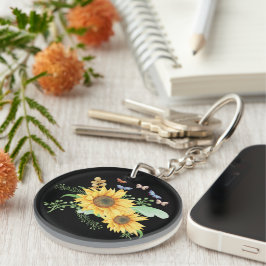Sonnenblumenfeder Schlüsselanhänger