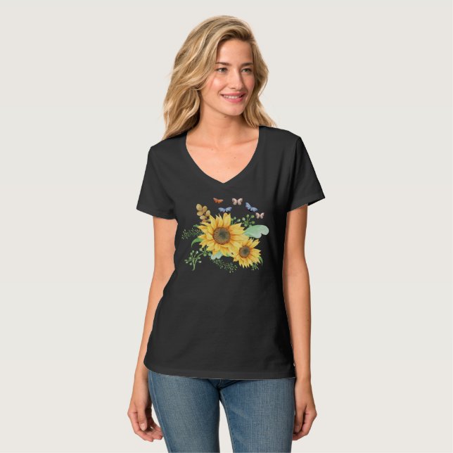 Sonnenblumenfeder T-Shirt (Vorderseite Vollansicht)
