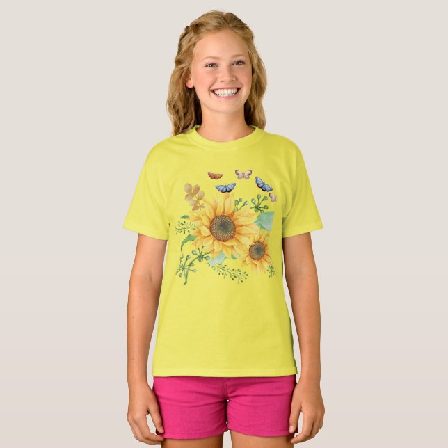 Sonnenblumenfeder T-Shirt (Vorne ganz)
