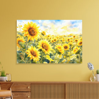 Sonnenblumenfeld – Aquarell Sonnenblume Leinwanddruck