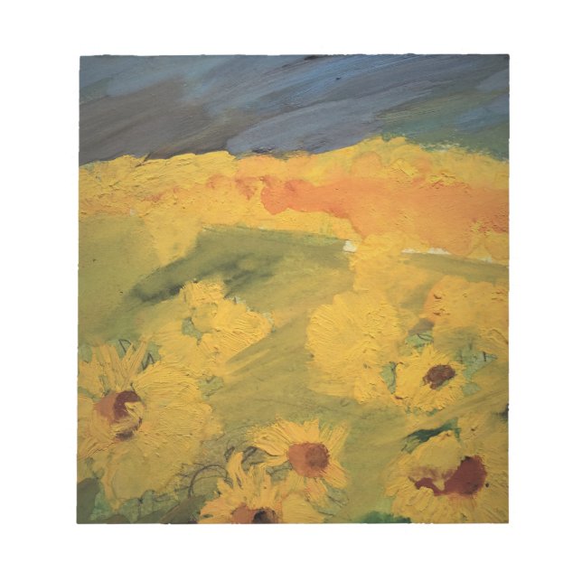 Sonnenblumenfeld, Art Zeichnend Notepad Notizblock (Vorderseite)