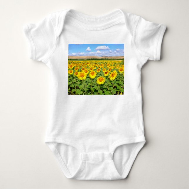 Sonnenblumenfeld Baby Strampler (Vorderseite)