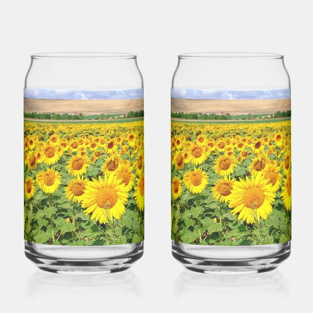 Sonnenblumenfeld Dosenglas (Vorderseite)