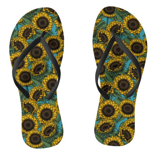 Sonnenblumenfeld Flip Flops (Fußbett)