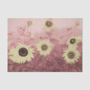 Sonnenblumenfeld Gelb Pink Pastell Vintage Kunst Seidenpapier