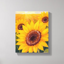 Sonnenblumenfeld | Gelbe Blumenaquarellmalerei Leinwanddruck