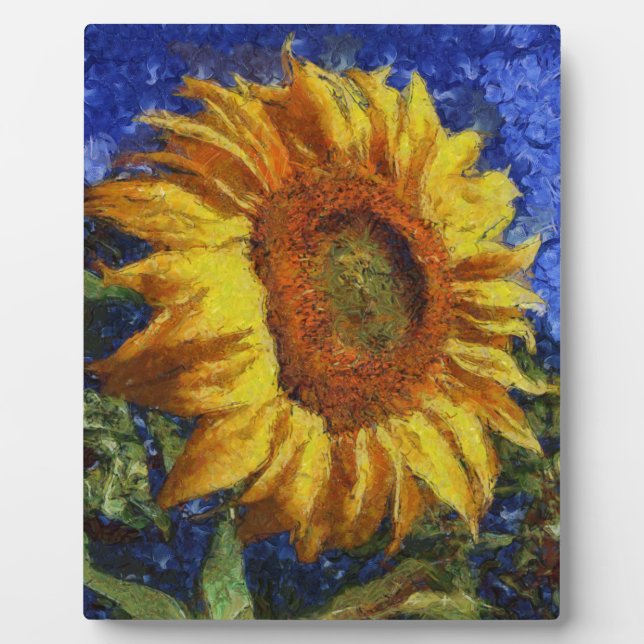 Sonnenblumenfeld im farbenfrohen künstlerischen St Fotoplatte (Vorderseite)