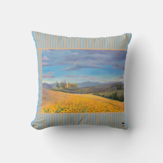 Sonnenblumenfeld mit Streifen Kissen