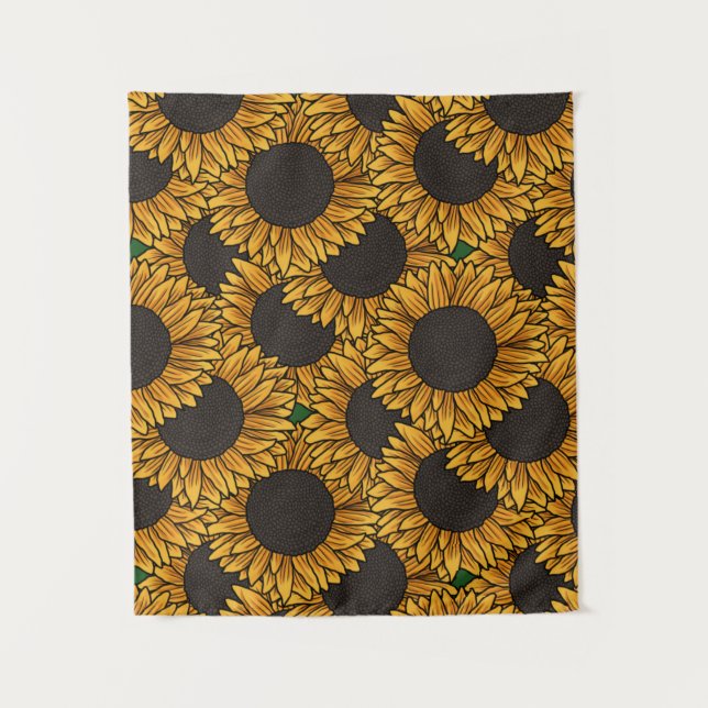 Sonnenblumenfeld-Tapete Wandteppich (Vorderseite)