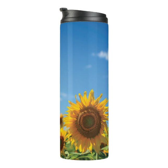 Sonnenblumenfeld Thermosbecher (Nach rechts gedreht)