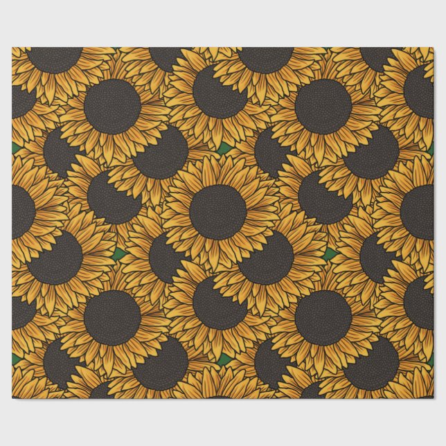 Sonnenblumenfeld-Verpackungspapier Geschenkpapier (Saum)
