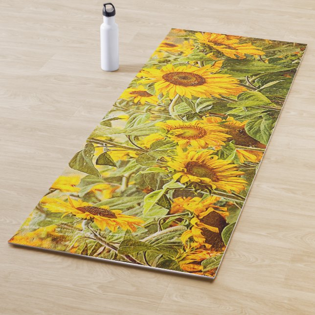 Sonnenblumenfeld Vintag Country Gelbe Grüne Kunst Yogamatte (Beispiel)