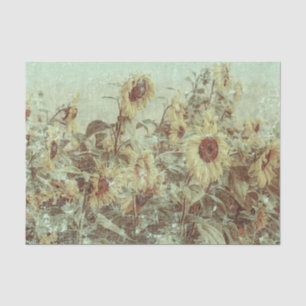 Sonnenblumenfeld Vintage Antik Herbst Textur Seidenpapier