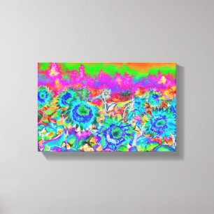 Sonnenblumenfelder - blau leinwanddruck