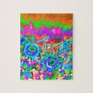 Sonnenblumenfelder - blau puzzle