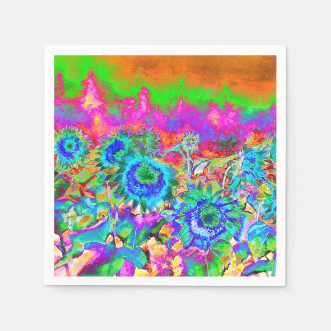 Sonnenblumenfelder - blau serviette (Vorderseite)