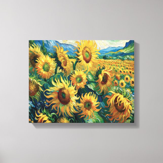 Sonnenblumenfelder Forever Van Gogh Inspiriert Ode Leinwanddruck (Vorderseite)
