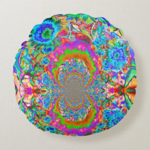 Sonnenblumenfelder für immer - blau rundes kissen