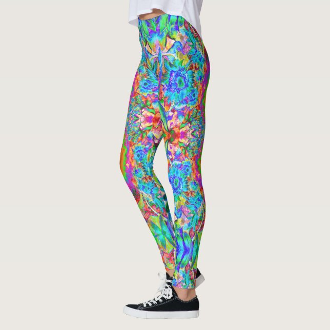 Sonnenblumenfelder für immer blaue abstrakte Sonne Leggings (Links)