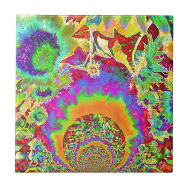 Sonnenblumenfelder für immer - orange fliese (Vorderseite)