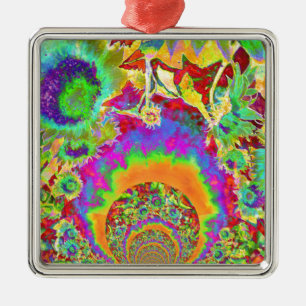 Sonnenblumenfelder für immer - orange silbernes ornament