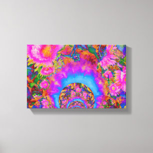 Sonnenblumenfelder für immer - rosa leinwanddruck