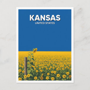 Sonnenblumenfelder Hutchinson Kansas Postkarte
