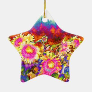 Sonnenblumenfelder Keramik Ornament