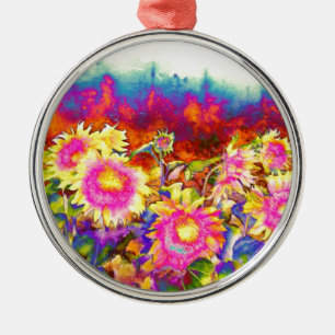 Sonnenblumenfelder Silbernes Ornament