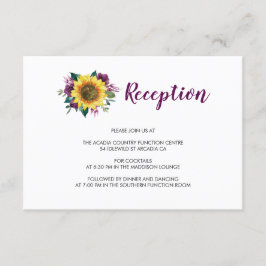 Sonnenblumenflora Rose Hochzeitsempfang Begleitkarte