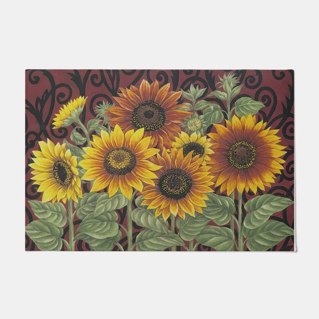 Sonnenblumenfront Eintrittsmatte, Sommer Fußmatte (Vorderseite)