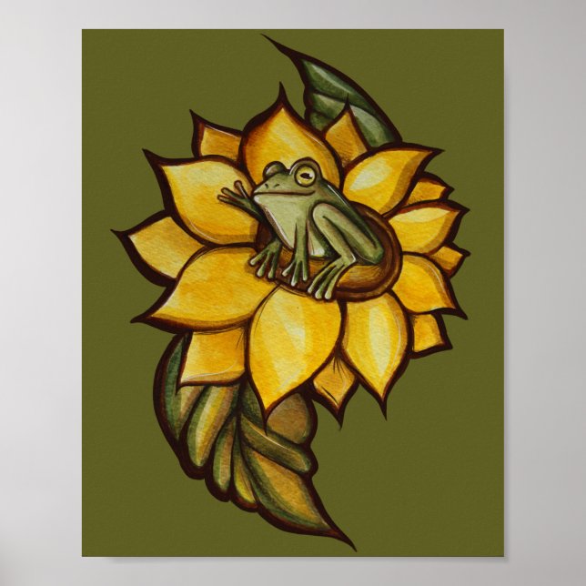 Sonnenblumenfrosch Blume Poster (Vorne)