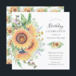 Sonnenblumengarten Blumen Geburtstag Einladung<br><div class="desc">Blumengeburtstagsfeier mit wunderschönen handgemalten Sonnenblumen & grünen Blätter.  Dreh unsere Einladung zu einem koordinierenden Rücken für eine besondere Touch.</div>
