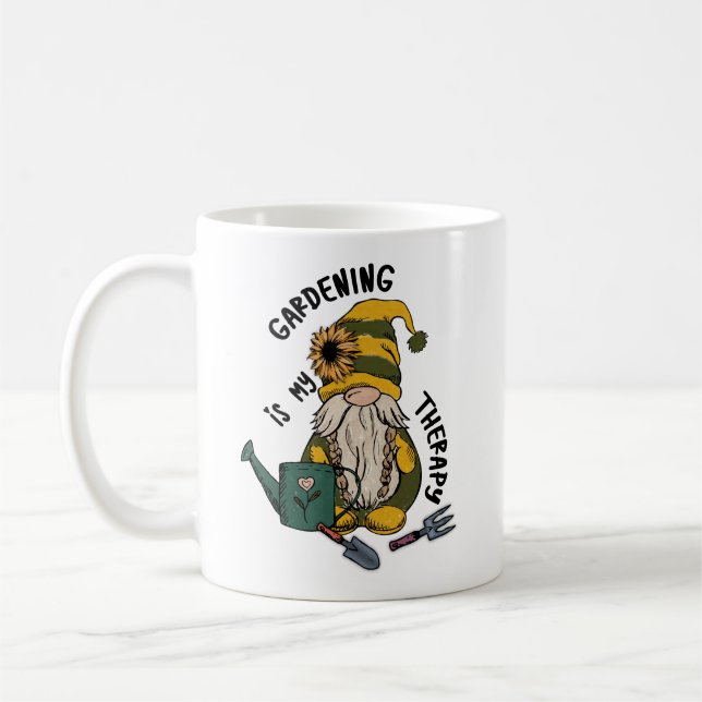 Sonnenblumengarten Gnome Gärtnern ist meine Therap Kaffeetasse (Links)
