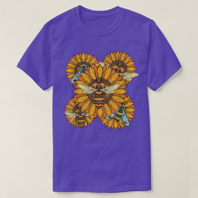 Sonnenblumengarten Hippie Blume Blüten Sonnenblume T-Shirt (Design vorne)