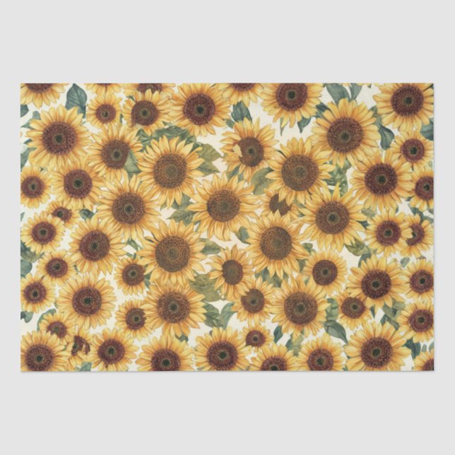 Sonnenblumengarten in voller Blüte Seidenpapier (Vorderseite)
