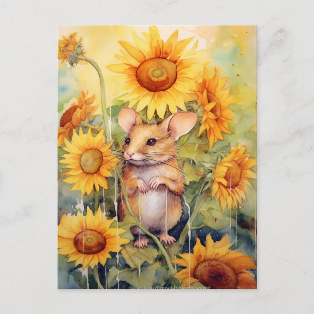 Sonnenblumengarten Maus 5 von 17 Postkarte (Vorderseite)