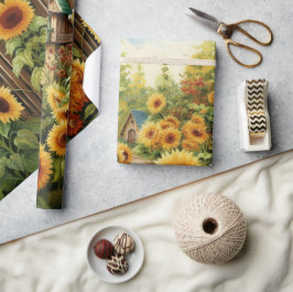 Sonnenblumengarten Vogelhäuser Geschenkpapier