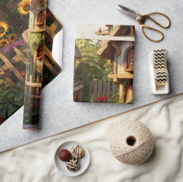 Sonnenblumengarten Vogelhäuser Geschenkpapier