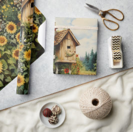 Sonnenblumengarten Vogelhäuser Geschenkpapier