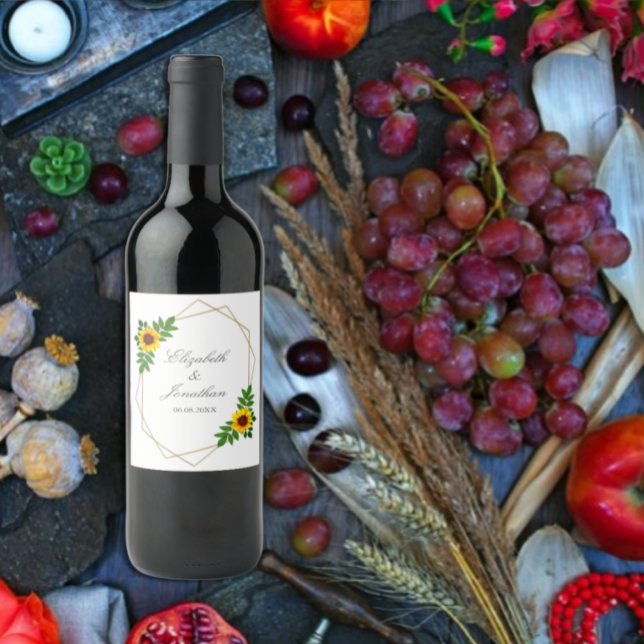 Sonnenblumengeometrie Weinetikett (Von Creator hochgeladen)