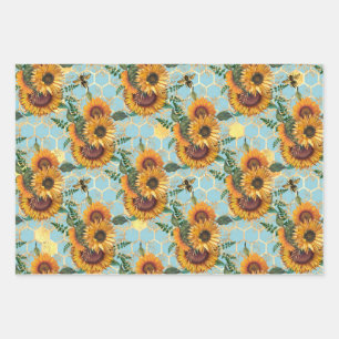 Sonnenblumengeschenke   Hell als Sonnenblume Geschenkpapier Set