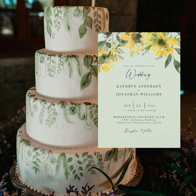 Sonnenblumengeschoss Elegante Hochzeit ohne Eltern Einladung (Von Creator hochgeladen)