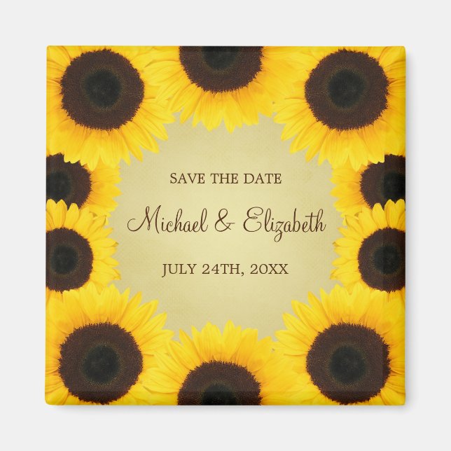 Sonnenblumengrenze Save the Date Magnet (Vorne)
