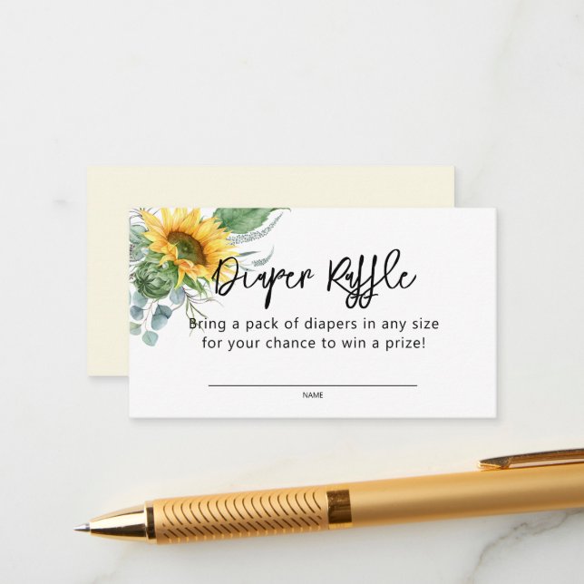 Sonnenblumengrün Babydusche Windelwanne Windelwann Begleitkarte (Vorderseite/Rückseite Beispiel)