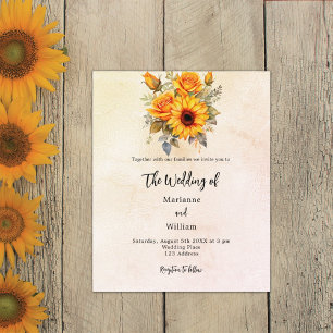 Sonnenblumengrün Budget Einladung zur Hochzeit