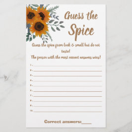 Sonnenblumengrün Raten Sie die Spice Game Card Flyer