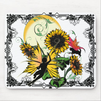 Sonnenblumenhain und Kosmische Katze Mousepad
