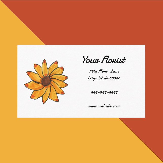 Sonnenblumenhandzeichnung personalisieren visitenkarte (A business card with a hand drawn sunflower and text you can personalize!)