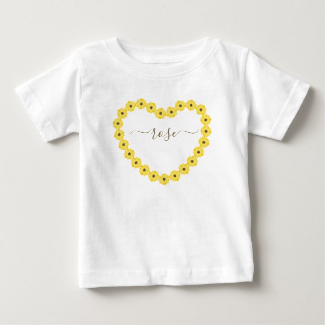 Sonnenblumenherz mit Individuelle Name Baby T - Sh T-shirt (Vorderseite)